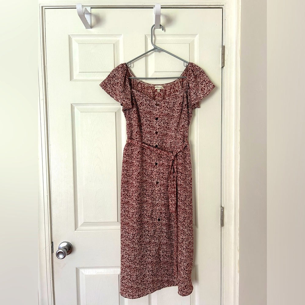 Floral Midi Dress with Button Front